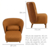 Poltrona Decorativa Verso Pes Madeira Linho Color Trend E Courino TCA 219 TCS 727 MOLL