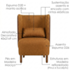 Poltrona Decorativa Verso Pes Madeira Linho Color Trend E Courino TCA 219 TCS 727 MOLL