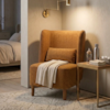 Poltrona Decorativa Verso Pes Madeira Linho Color Trend E Courino TCA 219 TCS 727 MOLL