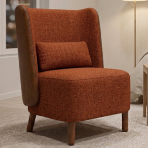 Poltrona Decorativa Verso Pes Madeira Linho Color Trend E Courino TCA 303 TCS 727 MOLL