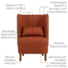 Poltrona Decorativa Verso Pes Madeira Linho Color Trend E Courino TCA 303 TCS 727 MOLL