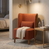 Poltrona Decorativa Verso Pes Madeira Linho Color Trend E Courino TCA 303 TCS 727 MOLL