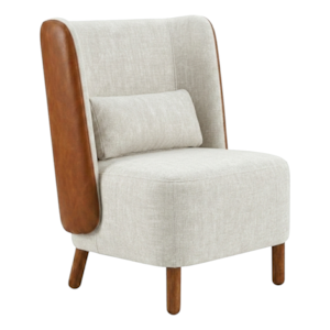 Poltrona Decorativa Verso Pes Madeira Linho E Courino TCS 701 TCS 727 MOLL