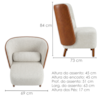 Poltrona Decorativa Verso Pes Madeira Linho E Courino TCS 701 TCS 727 MOLL