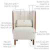 Poltrona Decorativa Verso Pes Madeira Linho E Courino TCS 701 TCS 727 MOLL