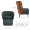 Poltrona Decorativa Verso Pes Madeira Linho E Courino TCS 718 TCS 727 MOLL