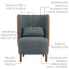 Poltrona Decorativa Verso Pes Madeira Linho E Courino TCS 718 TCS 727 MOLL