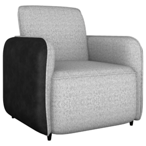 Poltrona Decorativa Zuquire 76 cm Linho Vancouver Bege Corino Preto Milani Store