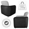 Poltrona Decorativa Zuquire 76 cm Linho Vancouver Bege Corino Preto Milani Store