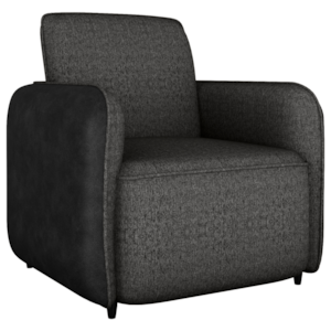 Poltrona Decorativa Zuquire 76 cm Linho Vancouver Chumbo Corino Preto Milani Store