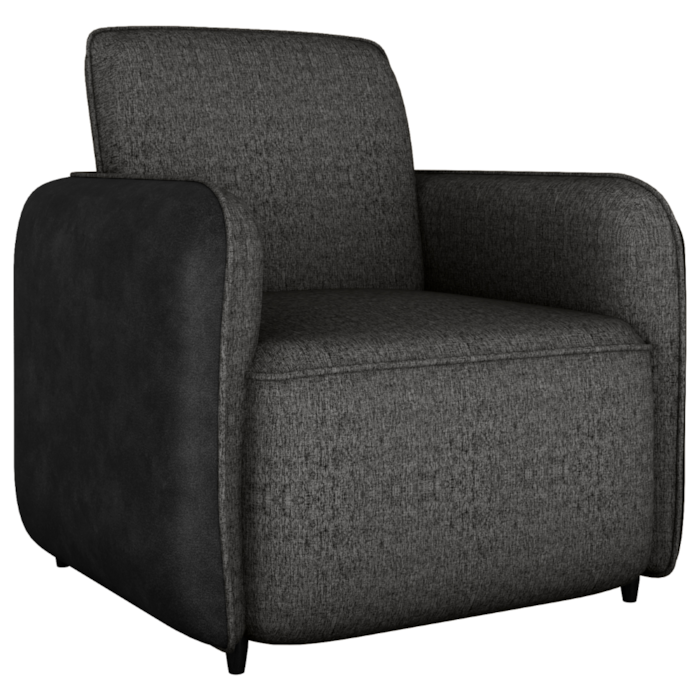 Poltrona Decorativa Zuquire 76 cm Linho Vancouver Chumbo Corino Preto Milani Store