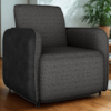 Poltrona Decorativa Zuquire 76 cm Linho Vancouver Chumbo Corino Preto Milani Store