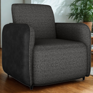Poltrona Decorativa Zuquire 76 cm Linho Vancouver Chumbo Corino Preto Milani Store