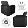 Poltrona Decorativa Zuquire 76 cm Linho Vancouver Chumbo Corino Preto Milani Store