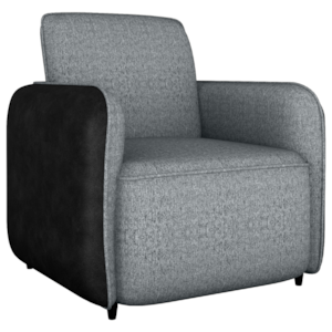 Poltrona Decorativa Zuquire 76 cm Linho Vancouver Cinza Corino Preto Milani Store