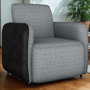 Poltrona Decorativa Zuquire 76 cm Linho Vancouver Cinza Corino Preto Milani Store