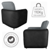 Poltrona Decorativa Zuquire 76 cm Linho Vancouver Cinza Corino Preto Milani Store
