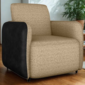 Poltrona Decorativa Zuquire 76 cm Linho Vancouver Palha Corino Preto Milani Store