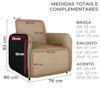 Poltrona Decorativa Zuquire 76 cm Linho Vancouver Palha Corino Preto Milani Store