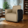 Poltrona Decorativa Zuquire 76 cm Linho Vancouver Palha Corino Preto Milani Store