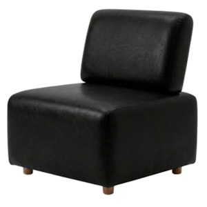 Poltrona Modular Block Pes Madeira Courino TCS 724 MOLL