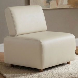 Poltrona Modular Block Pes Madeira Courino TCS 725 MOLL