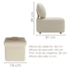 Poltrona Modular Block Pes Madeira Courino TCS 725 MOLL