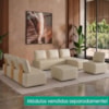 Poltrona Modular Block Pes Madeira Courino TCS 725 MOLL