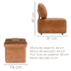 Poltrona Modular Block Pes Madeira Courino TCS 727 MOLL