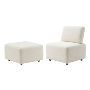 Poltrona Modular e Puff Block Pes Madeira Boucle TCE 1010 MOLL