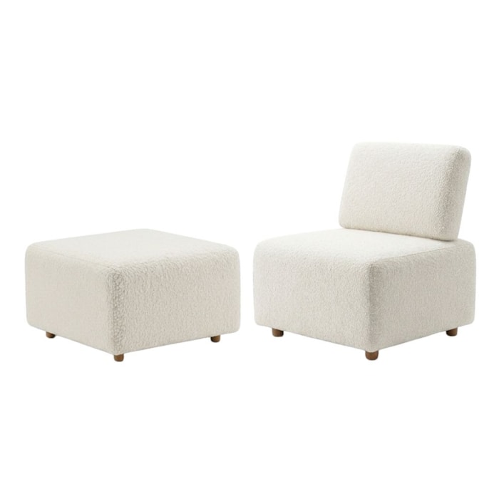 Poltrona Modular e Puff Block Pes Madeira Boucle TCE 1010 MOLL
