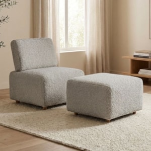 Poltrona Modular e Puff Block Pes Madeira Boucle TCE 1018 MOLL
