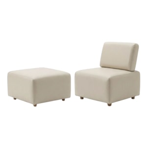 Poltrona Modular e Puff Block Pes Madeira Courino TCS 725 MOLL