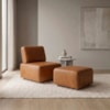 Poltrona Modular e Puff Block Pes Madeira Courino TCS 727 MOLL