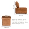 Poltrona Modular e Puff Block Pes Madeira Courino TCS 727 MOLL