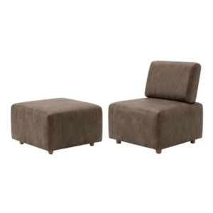 Poltrona Modular e Puff Block Pes Madeira Courino TCS 729 MOLL