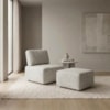 Poltrona Modular e Puff Block Pes Madeira Linho TCS 701 MOLL