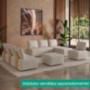 Poltrona Modular e Puff Block Pes Madeira Linho TCS 701 MOLL