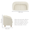 Poltrona Namoradeira 2 Lugares Aura 120 cm Pes Madeira Boucle TCE 1010 MOLL