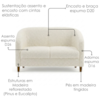 Poltrona Namoradeira 2 Lugares Aura 120 cm Pes Madeira Boucle TCE 1010 MOLL