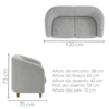 Poltrona Namoradeira 2 Lugares Aura 120 cm Pes Madeira Boucle TCE 1018 MOLL