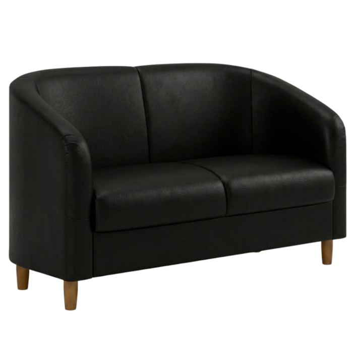 Poltrona Namoradeira 2 Lugares Aura 120 cm Pes Madeira Courino TCS 724 MOLL