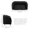Poltrona Namoradeira 2 Lugares Aura 120 cm Pes Madeira Courino TCS 724 MOLL