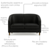 Poltrona Namoradeira 2 Lugares Aura 120 cm Pes Madeira Courino TCS 724 MOLL
