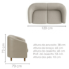 Poltrona Namoradeira 2 Lugares Aura 120 cm Pes Madeira Courino TCS 725 MOLL