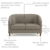 Poltrona Namoradeira 2 Lugares Aura 120 cm Pes Madeira Courino TCS 726 MOLL