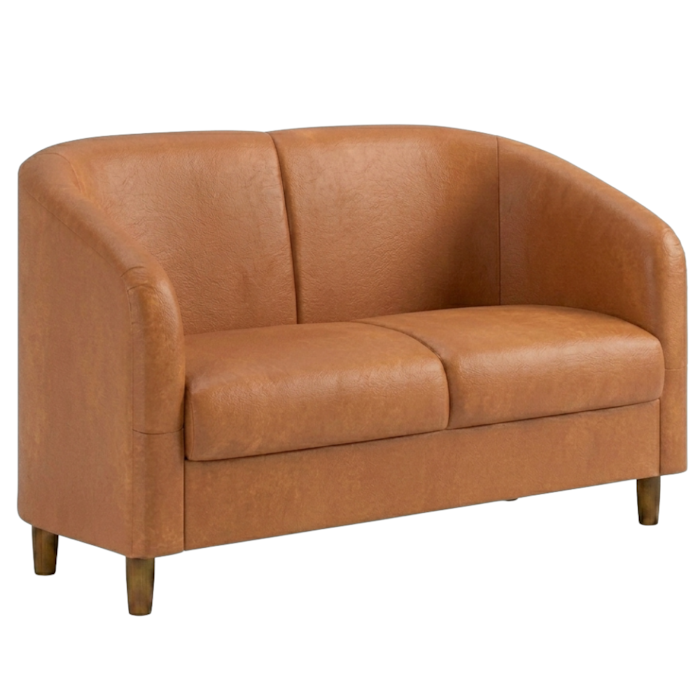 Poltrona Namoradeira 2 Lugares Aura 120 cm Pes Madeira Courino TCS 727 MOLL
