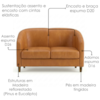 Poltrona Namoradeira 2 Lugares Aura 120 cm Pes Madeira Courino TCS 727 MOLL