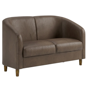 Poltrona Namoradeira 2 Lugares Aura 120 cm Pes Madeira Courino TCS 729 MOLL