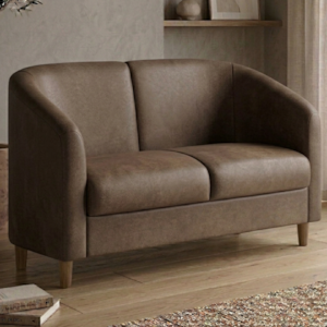 Poltrona Namoradeira 2 Lugares Aura 120 cm Pes Madeira Courino TCS 729 MOLL